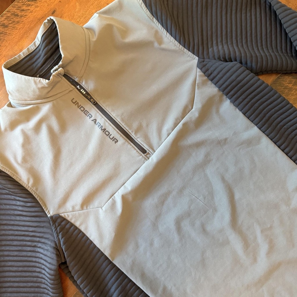 Under Armour Storm Daytona Mens Large Gray Golf 1/4 Zip Pullover Ribbed